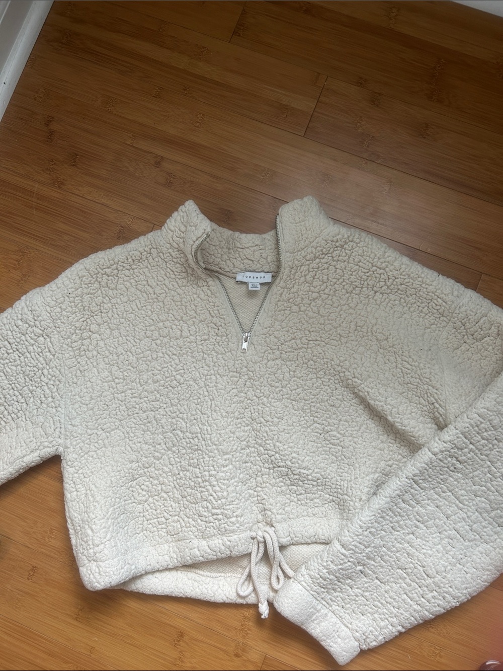 Topshop Cozy Cream Sherpa Half-Zip Pullover Jacket - 1/4 Zip